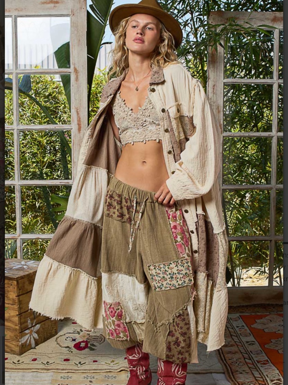 🎉 POL “ BRIDGET ” POL Long Jacket Duster in Gauze and Patchwork Detail 66